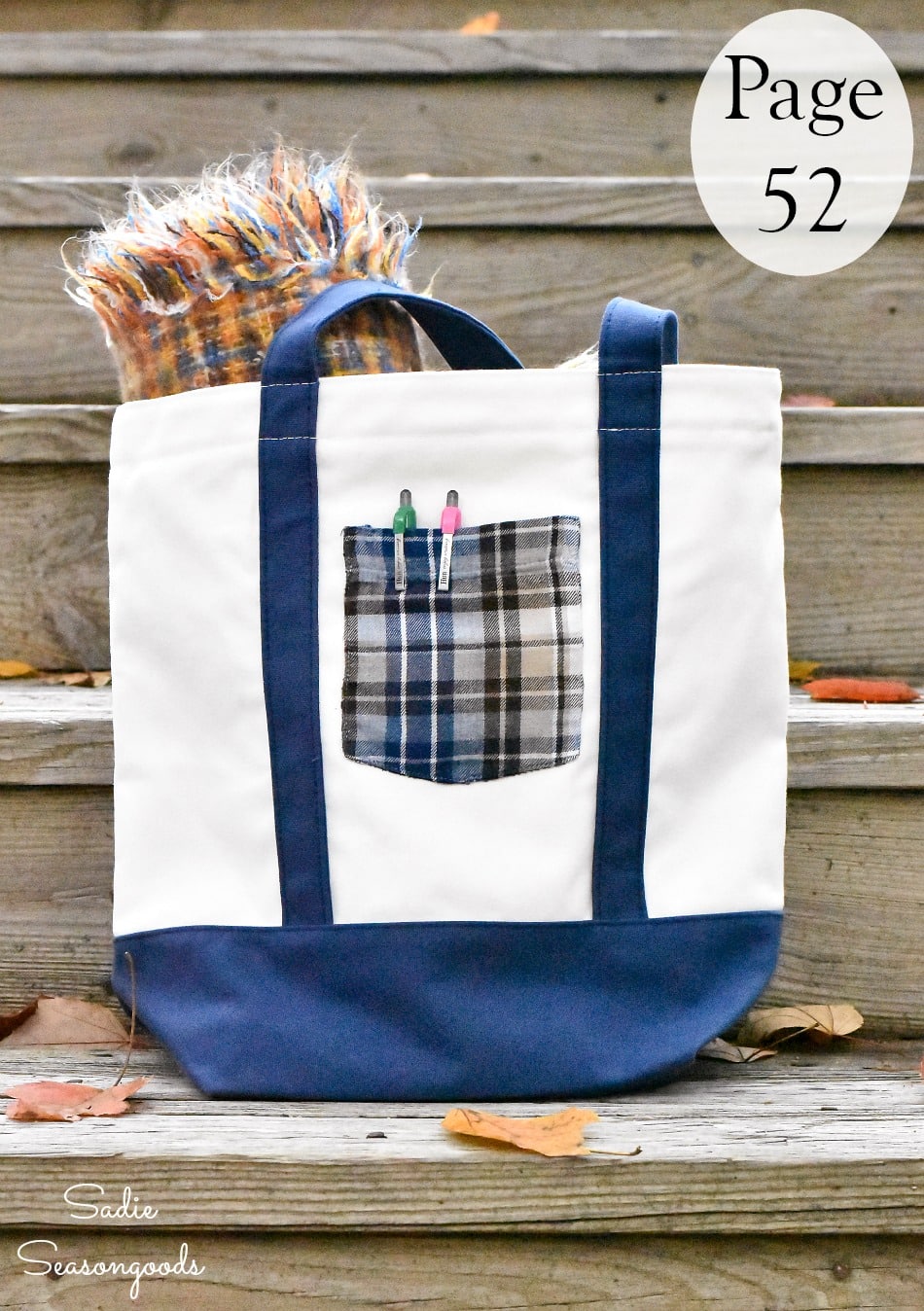 Decorating a tote bag with a flannel pocket