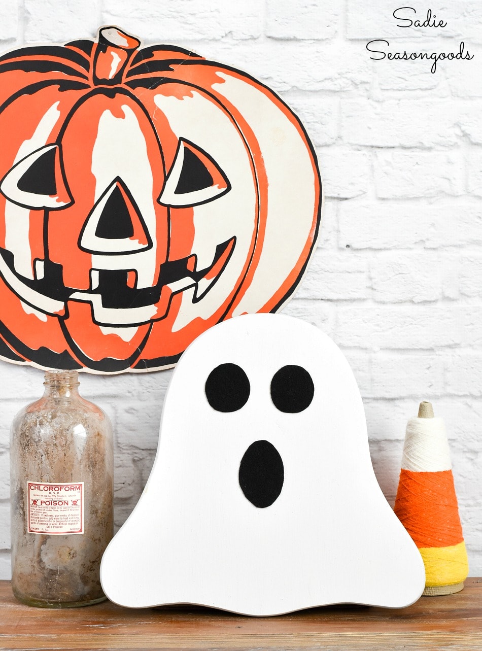 Decorating with a Halloween ghost decoration or wooden ghost