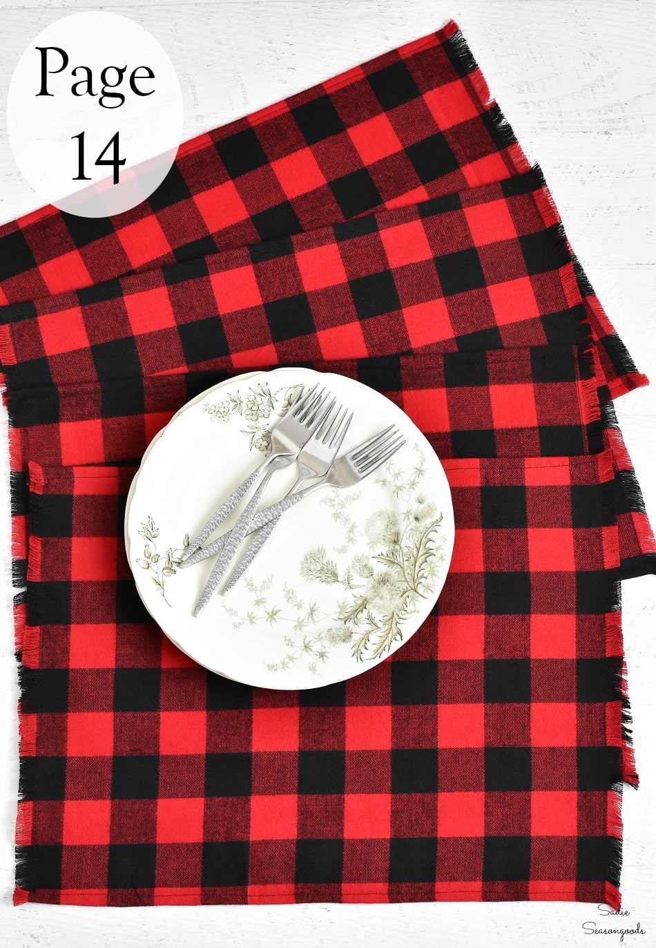 Flannel placemats for a rustic holiday table