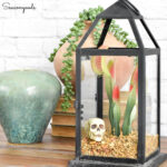 Halloween Terrarium in a Candle Lantern