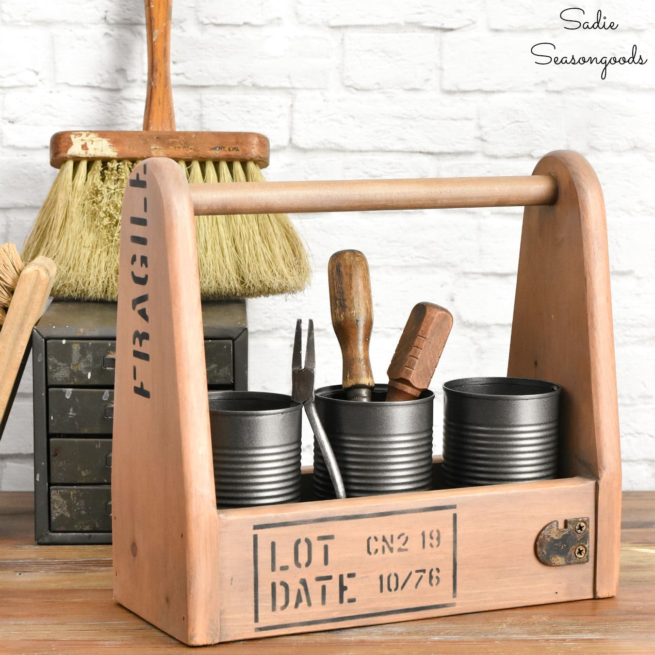 Industrial Style Decor with a Wooden Tool Caddy