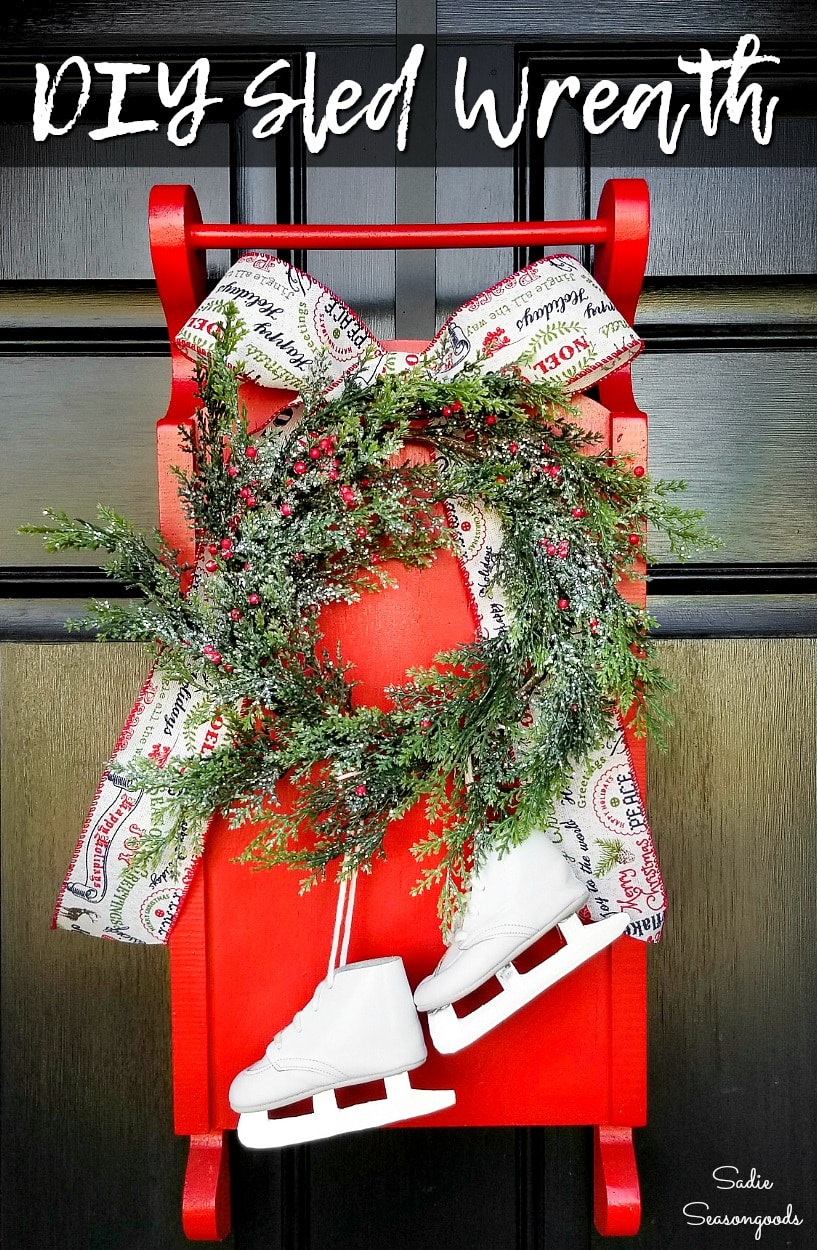 Christmas sled decor with DIY ice skates