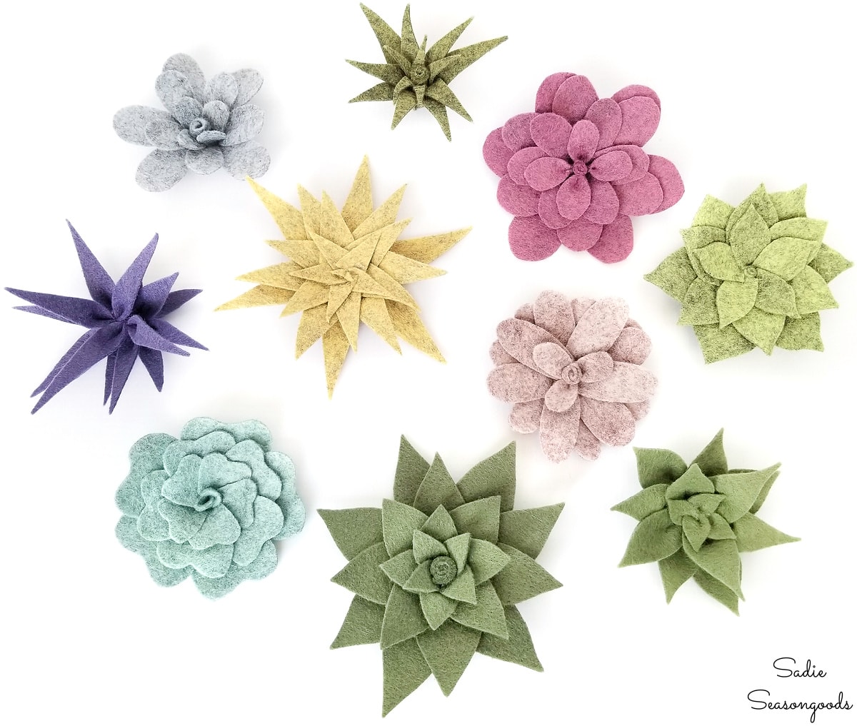 Different styles of felt succulents Different styles of felt succulents