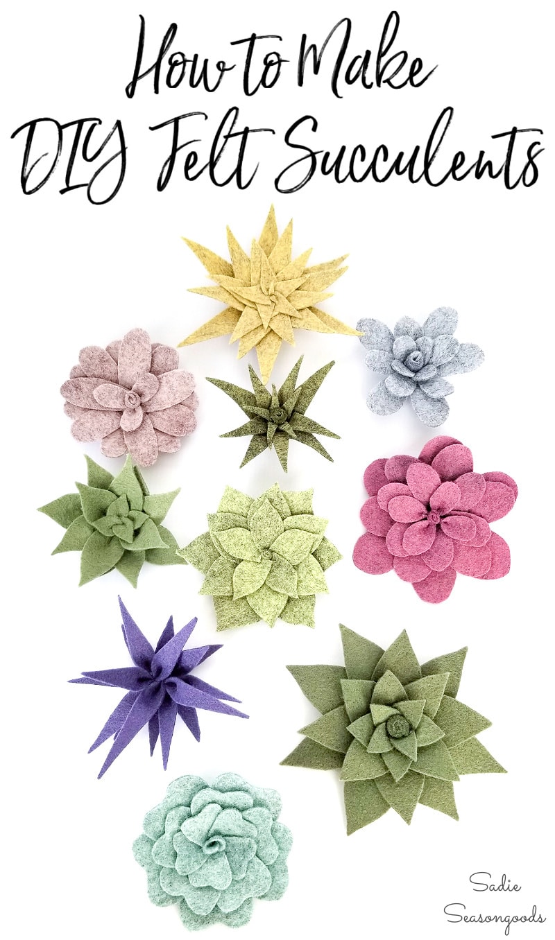 Felt succulents to use in centerpieces