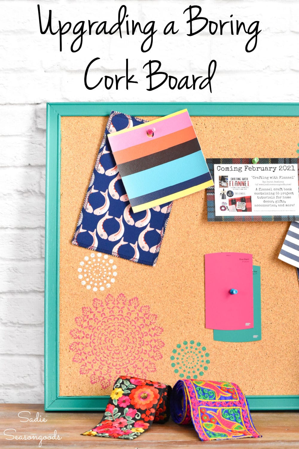 Upcycling a cork board for home office decor