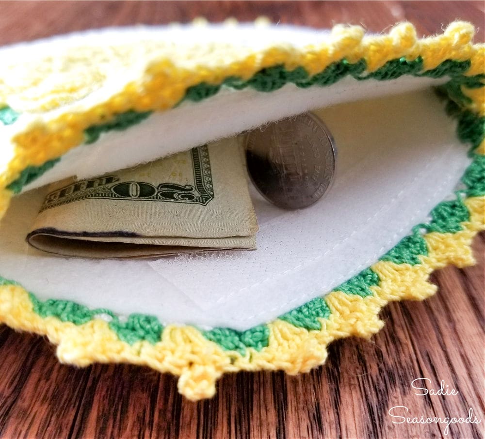 Crocheted hot pads as a small coin purse
