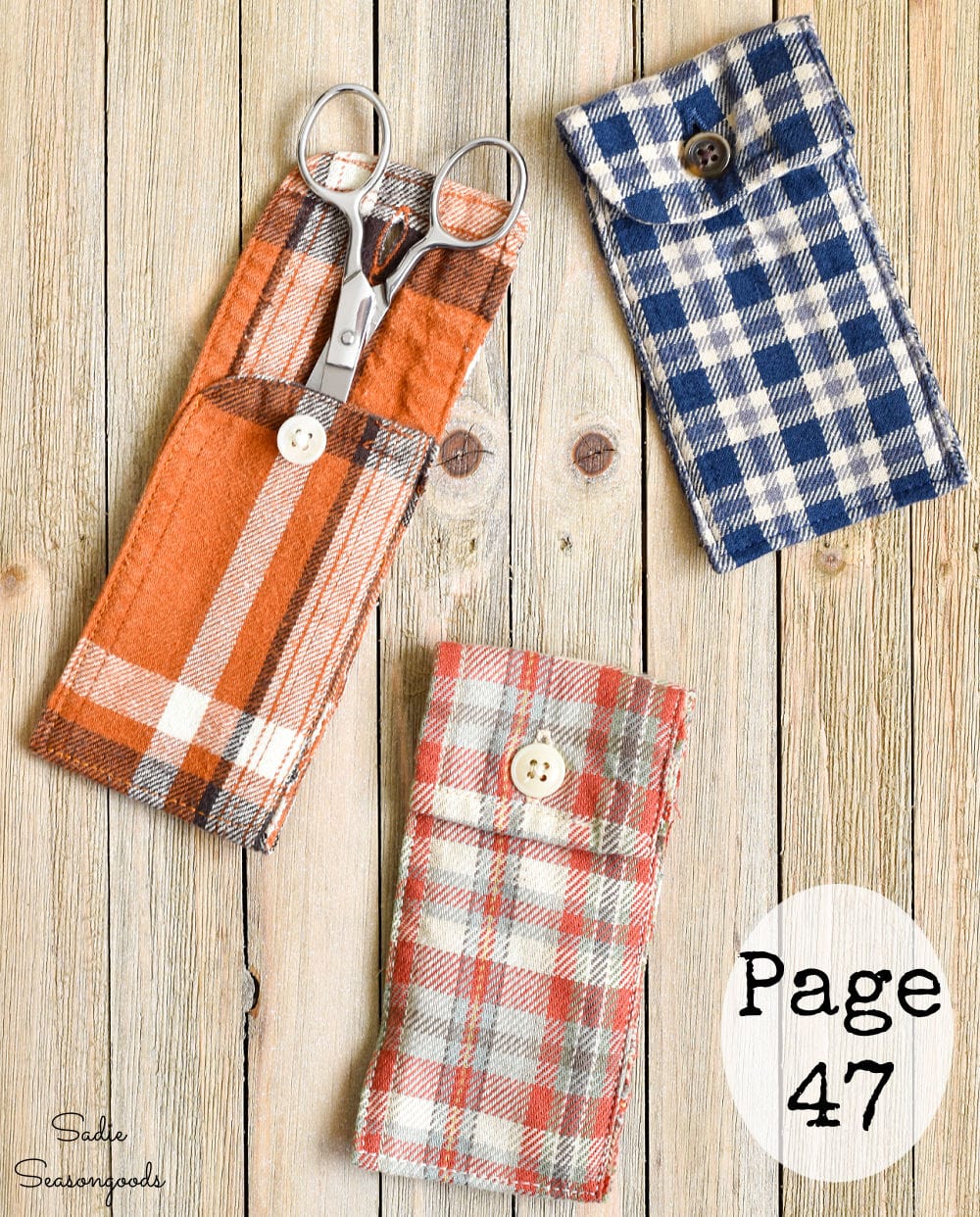 Envelope pockets made from a flannel shirt