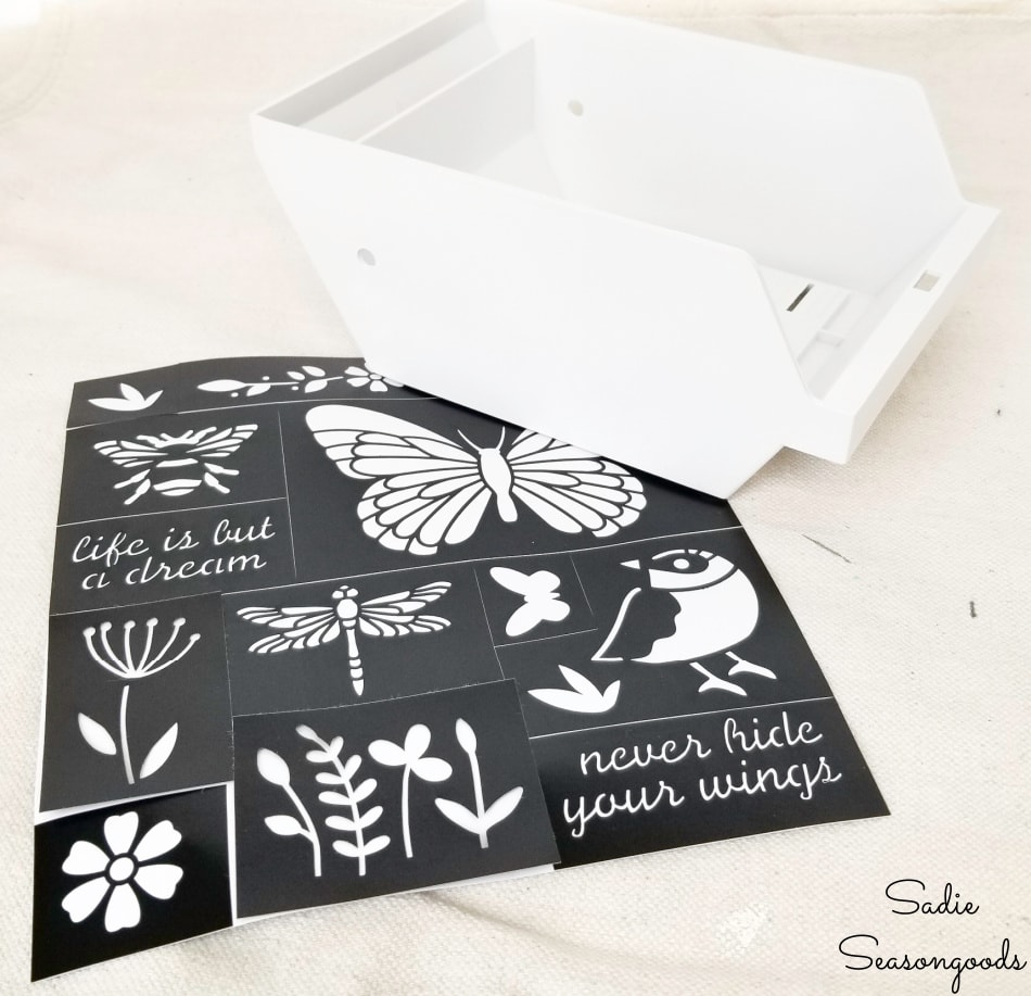 adhesive stencils for a tabletop greenhouse