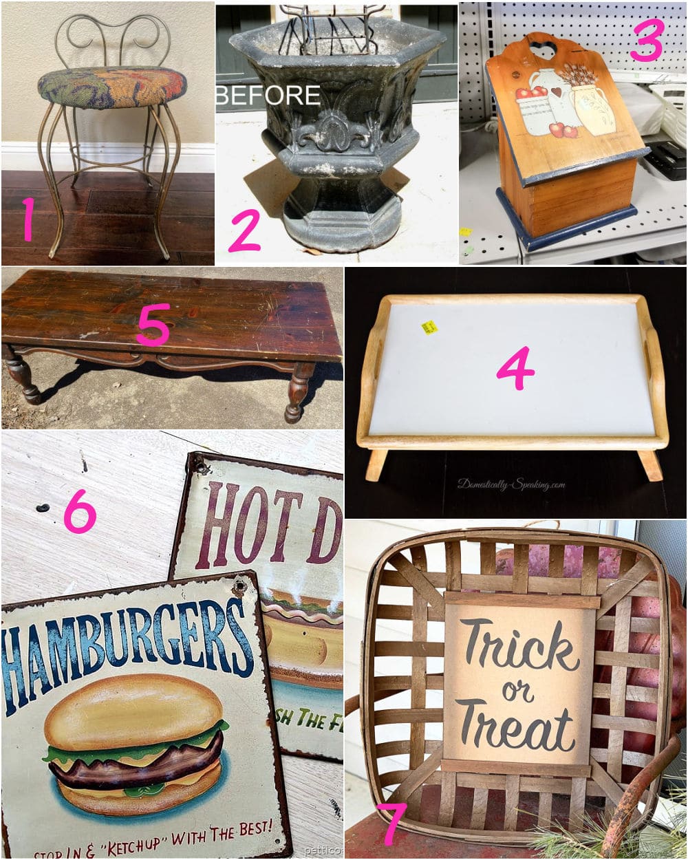 Pieces from the thrift store for easy upcycling projects