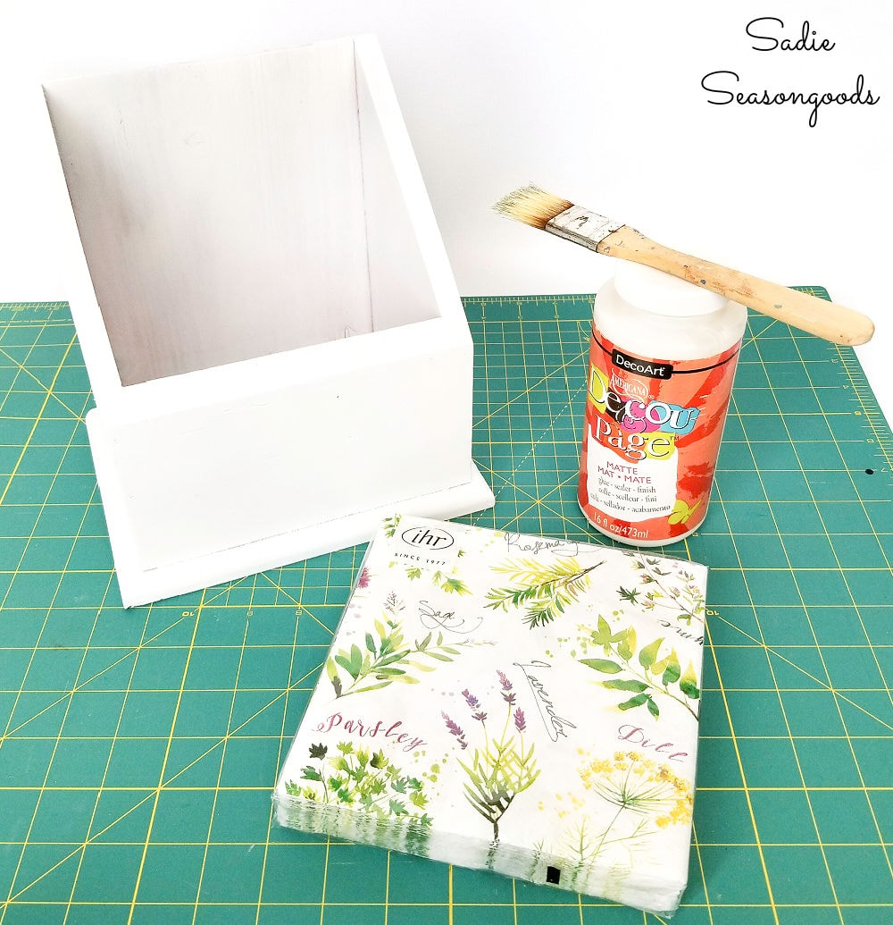 thrift store upcycle with paper napkin decoupage