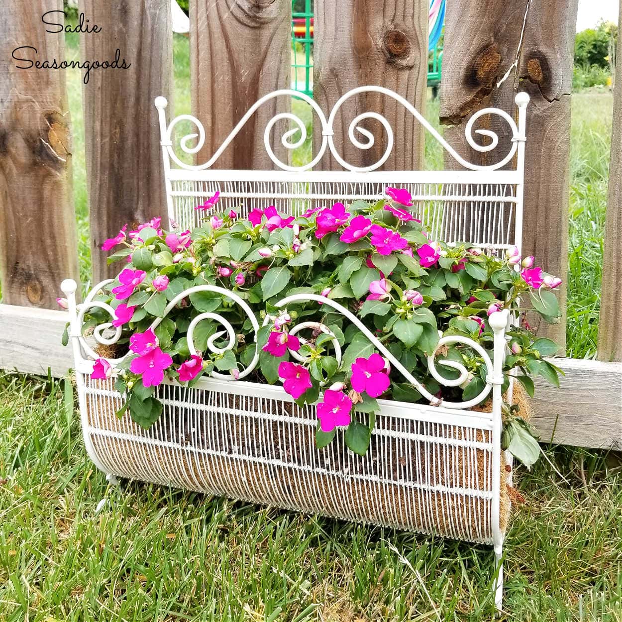 Floor Magazine Rack as a Repurposed Planter