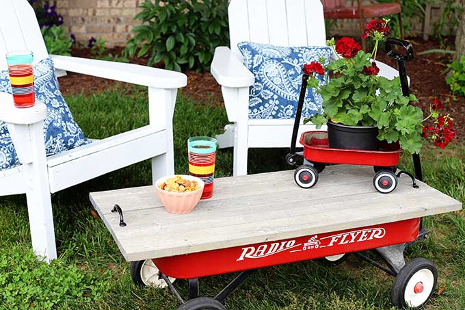 backyard furniture from a vintage wagon