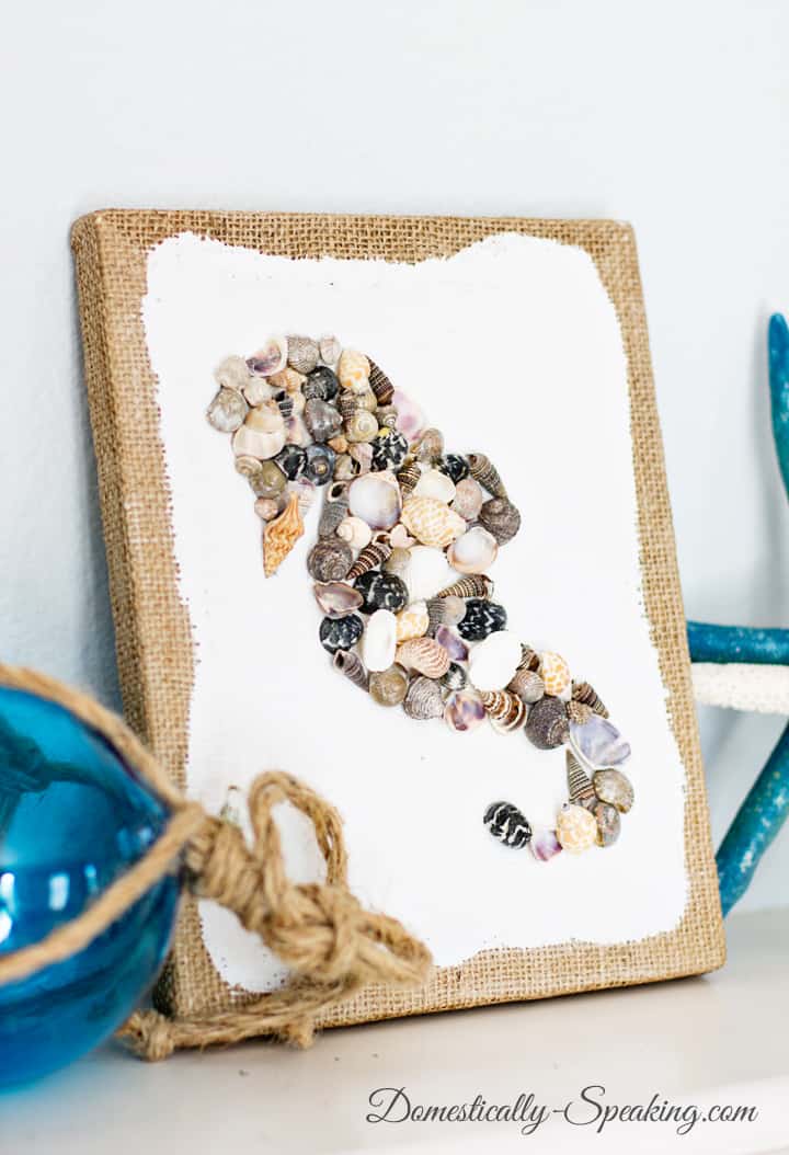 coastal wall art with small seashells