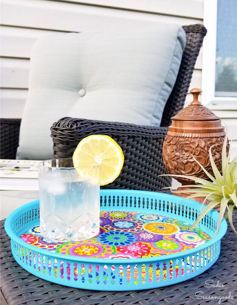 Outdoor Serving Tray with Boho Summer Style