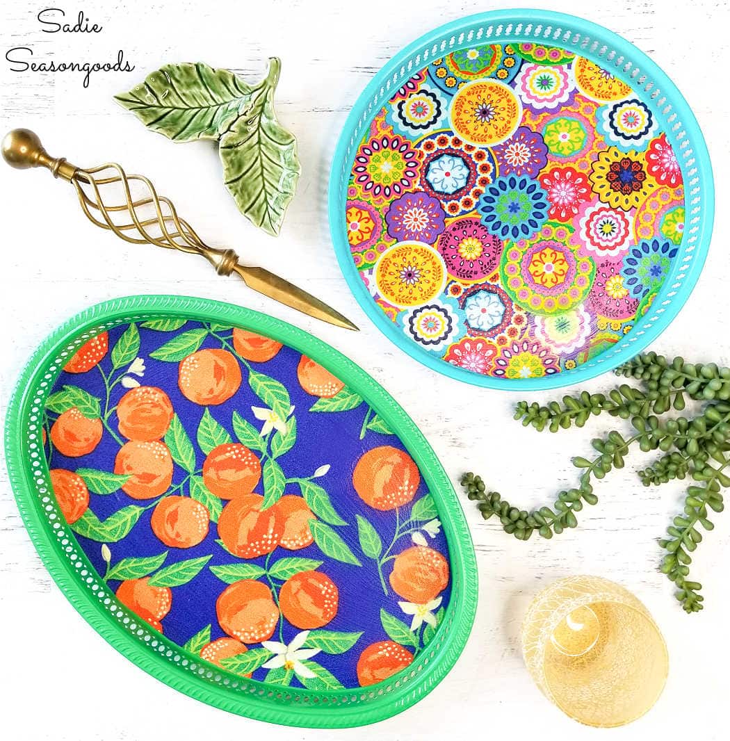 round serving trays with summer style