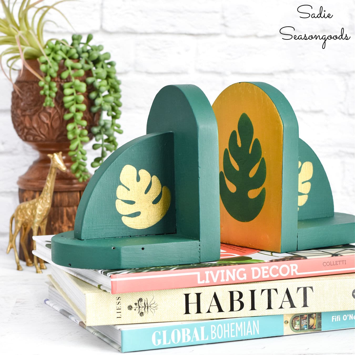 boho bookends as botanical home decor