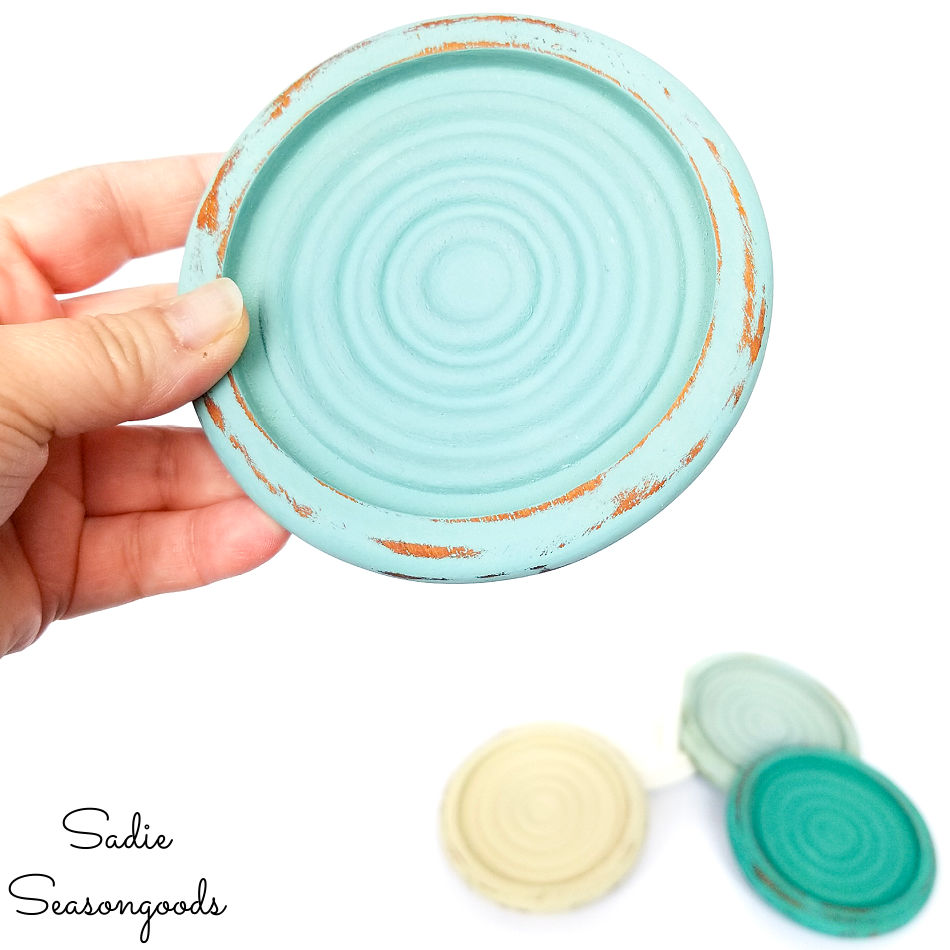 vintage coasters after chalk paint makeover