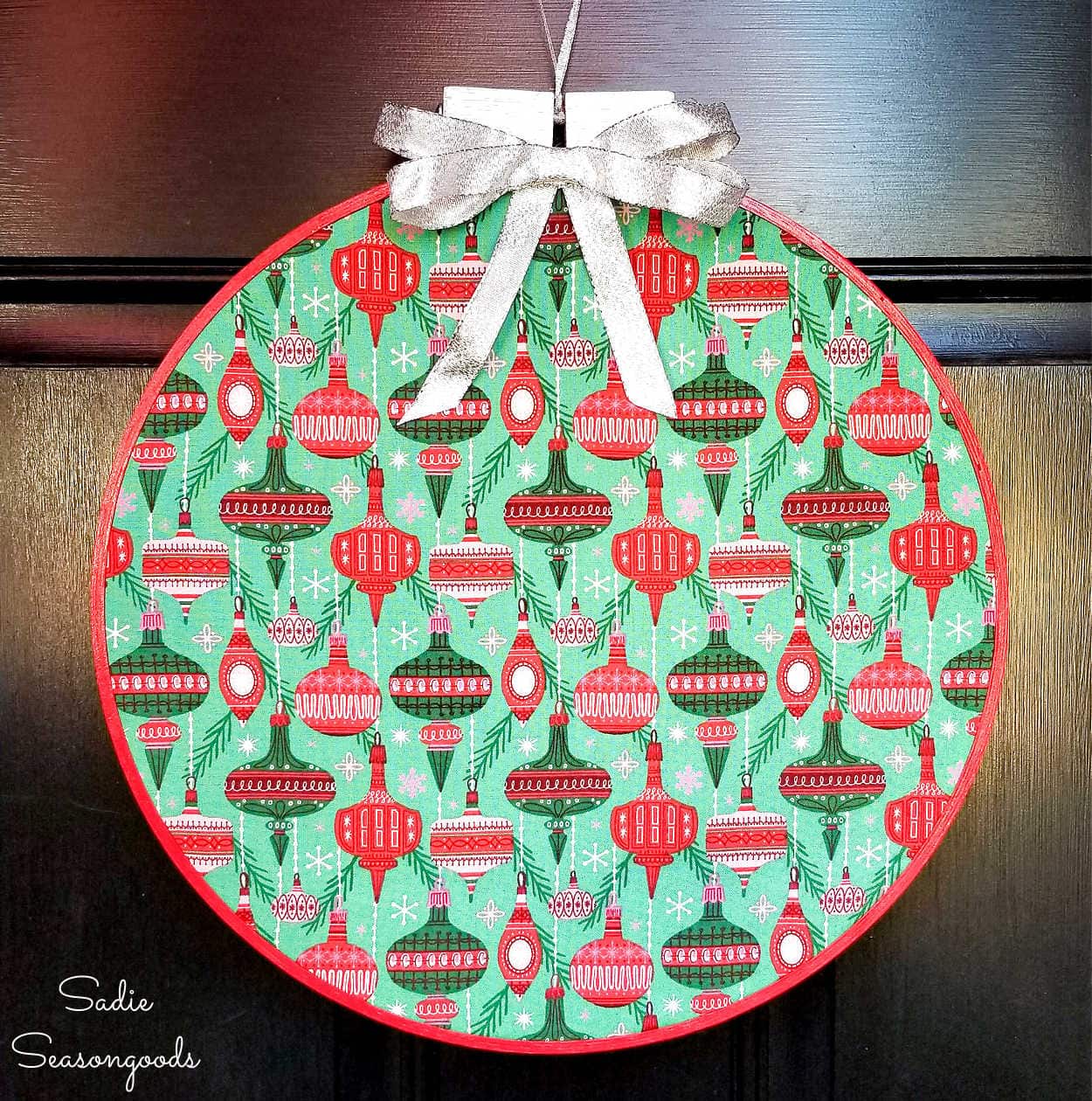 Embroidery Hoop Craft with Christmas Wreath Material