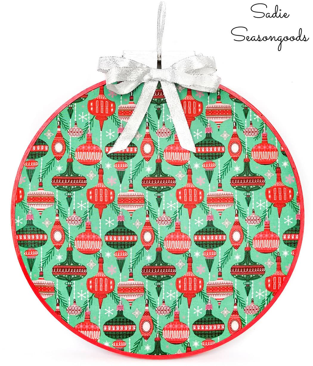 Embroidery Hoop Craft with Christmas Wreath Material