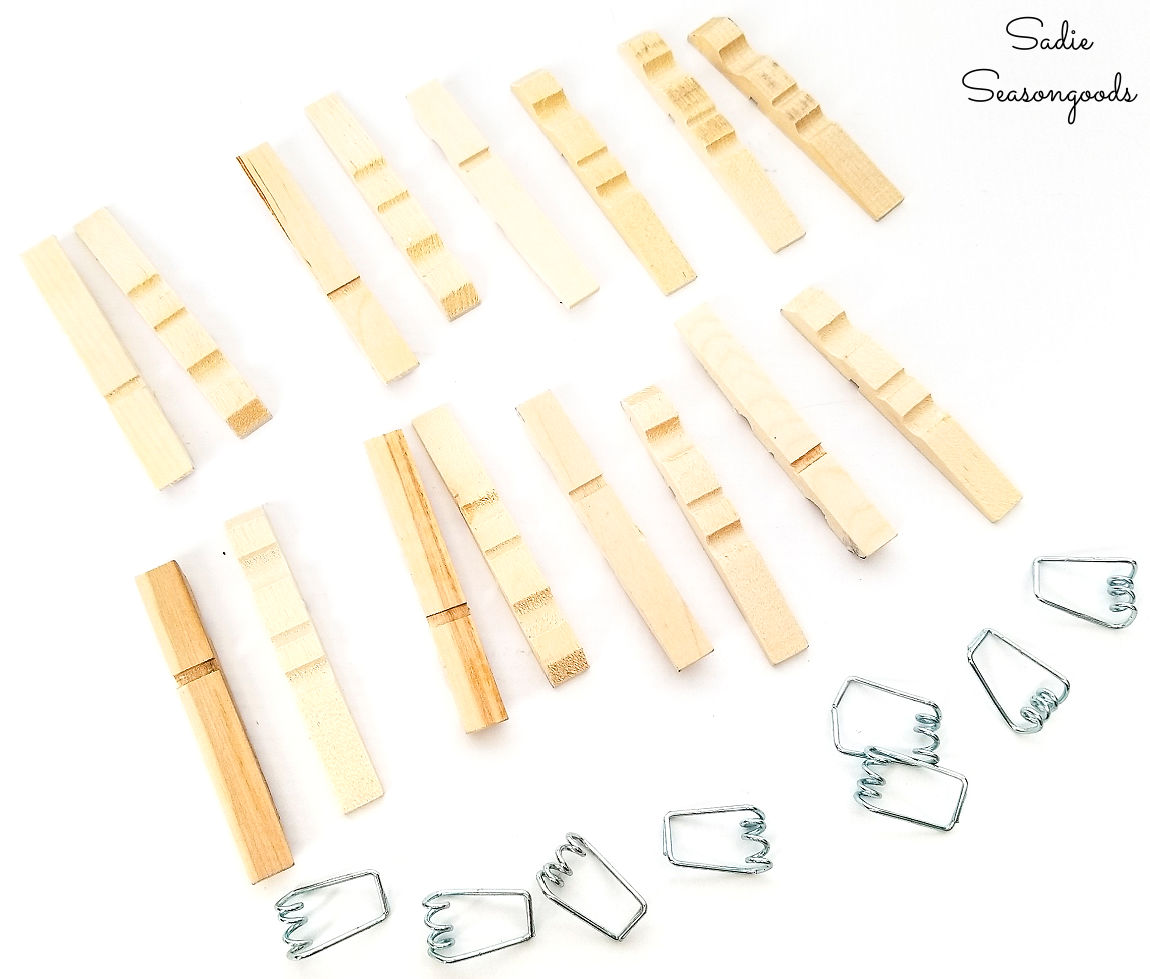halves of wooden clothespins after the spring has been removed