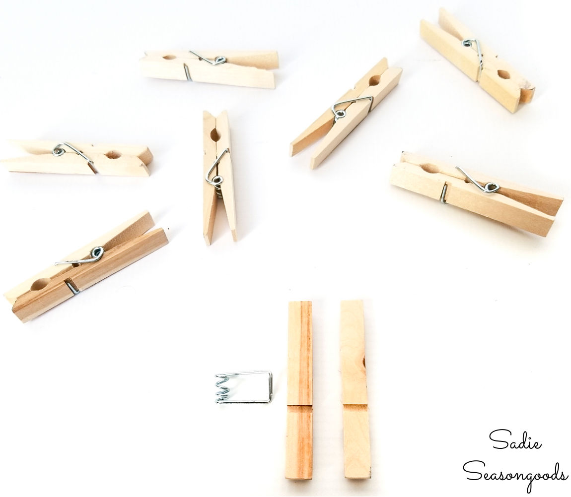 taking out the spring from clip style clothespins