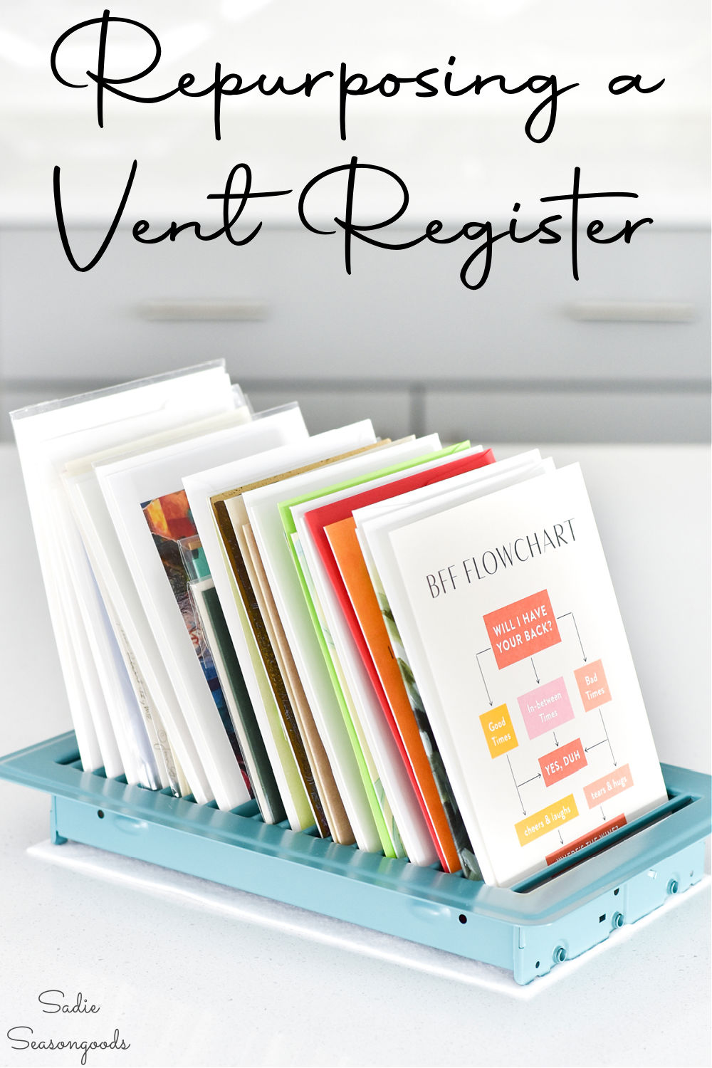greeting card holder in a vent register