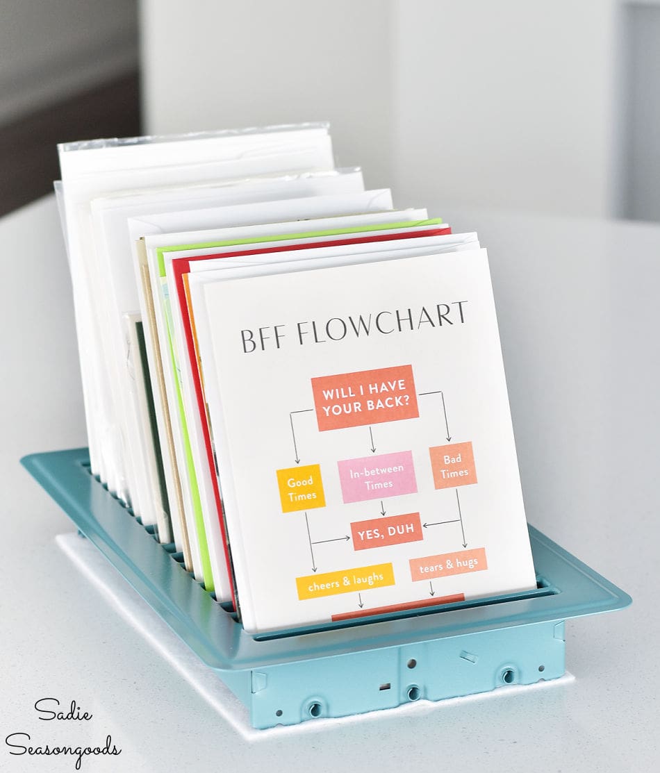 greeting card storage in a vent register