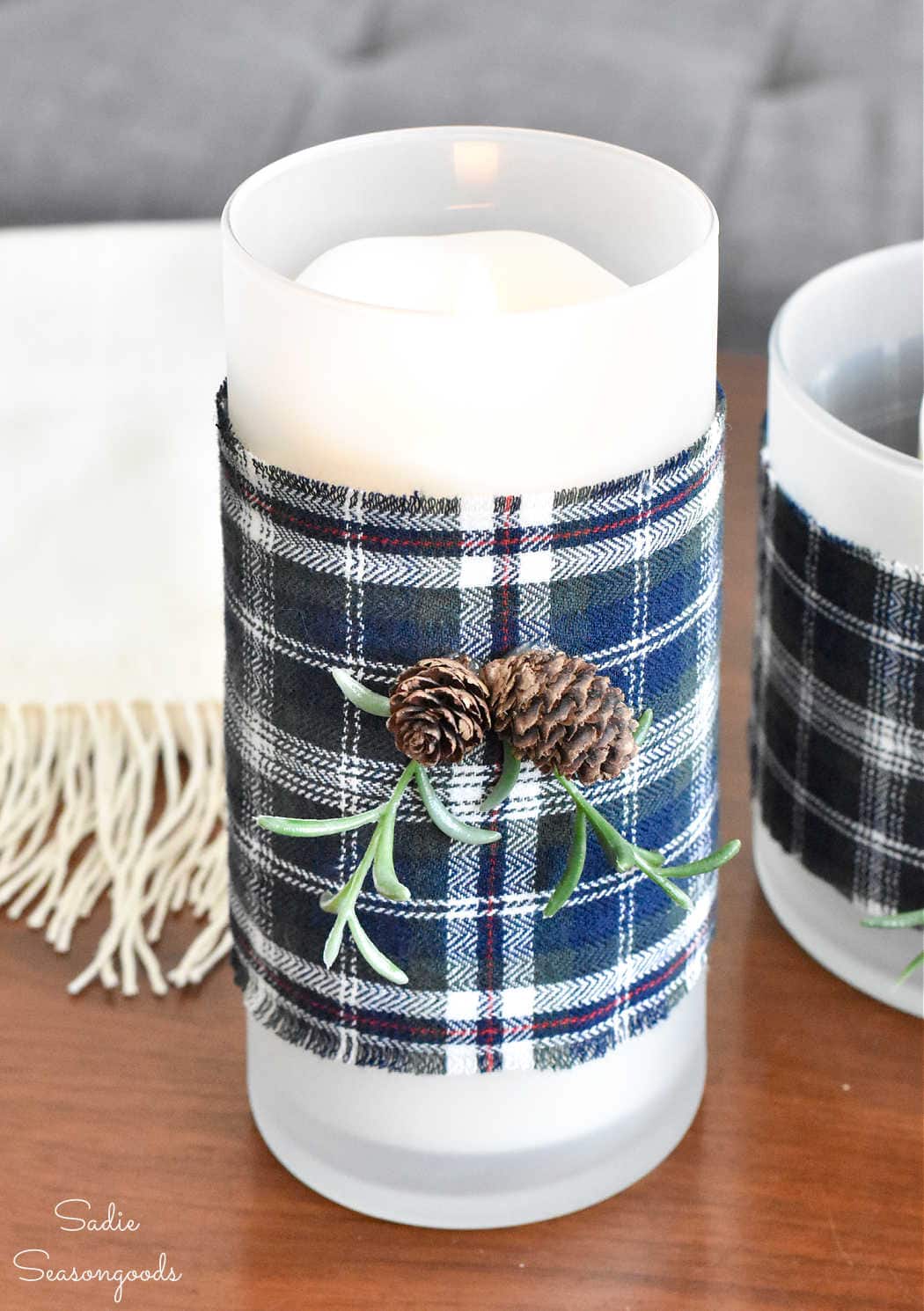 hygge candles with flannel