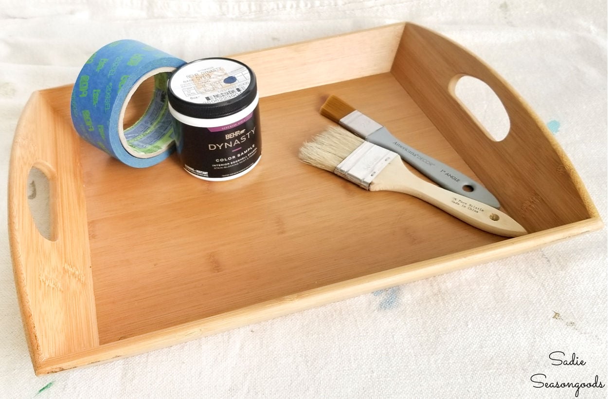 painting a bamboo tray