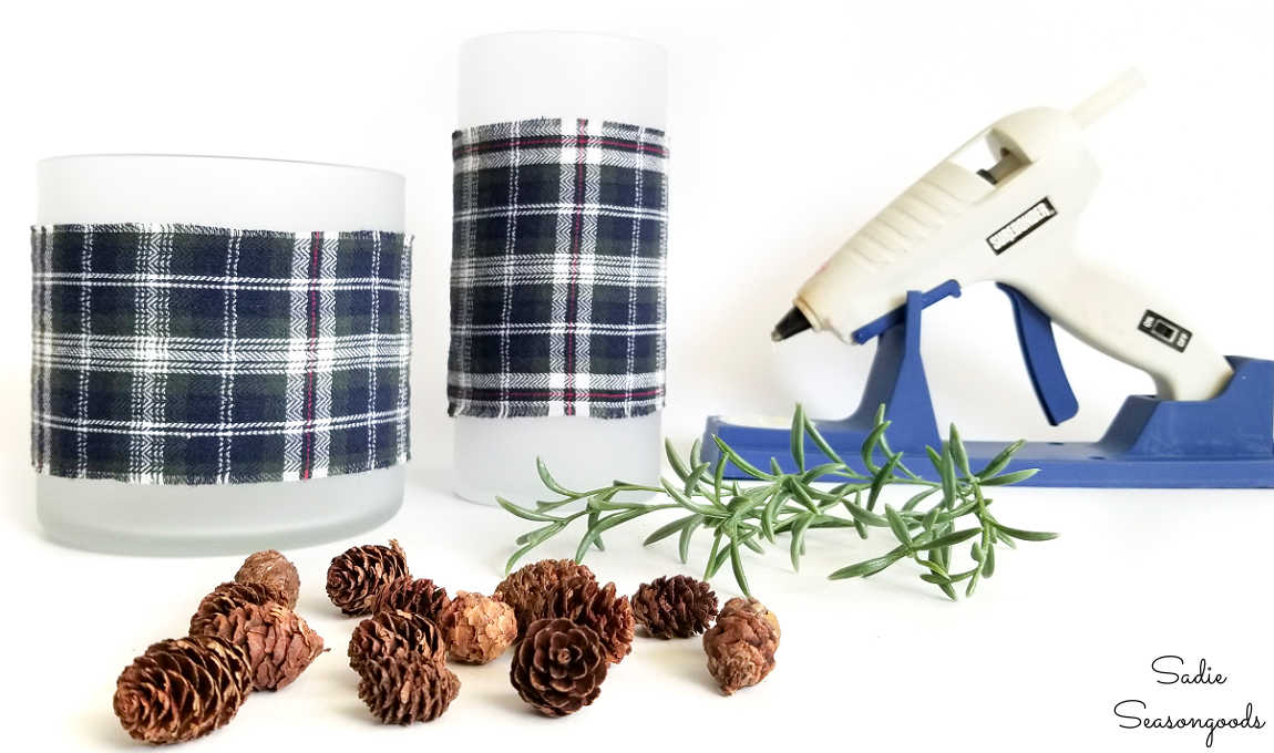 hygge candles with winter greenery
