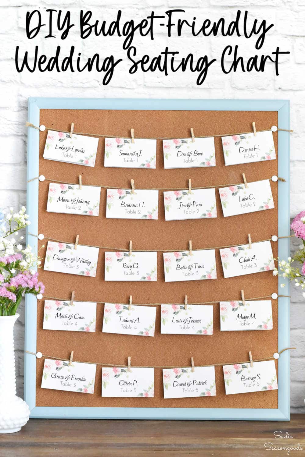 cheap idea for a rustic wedding seating chart