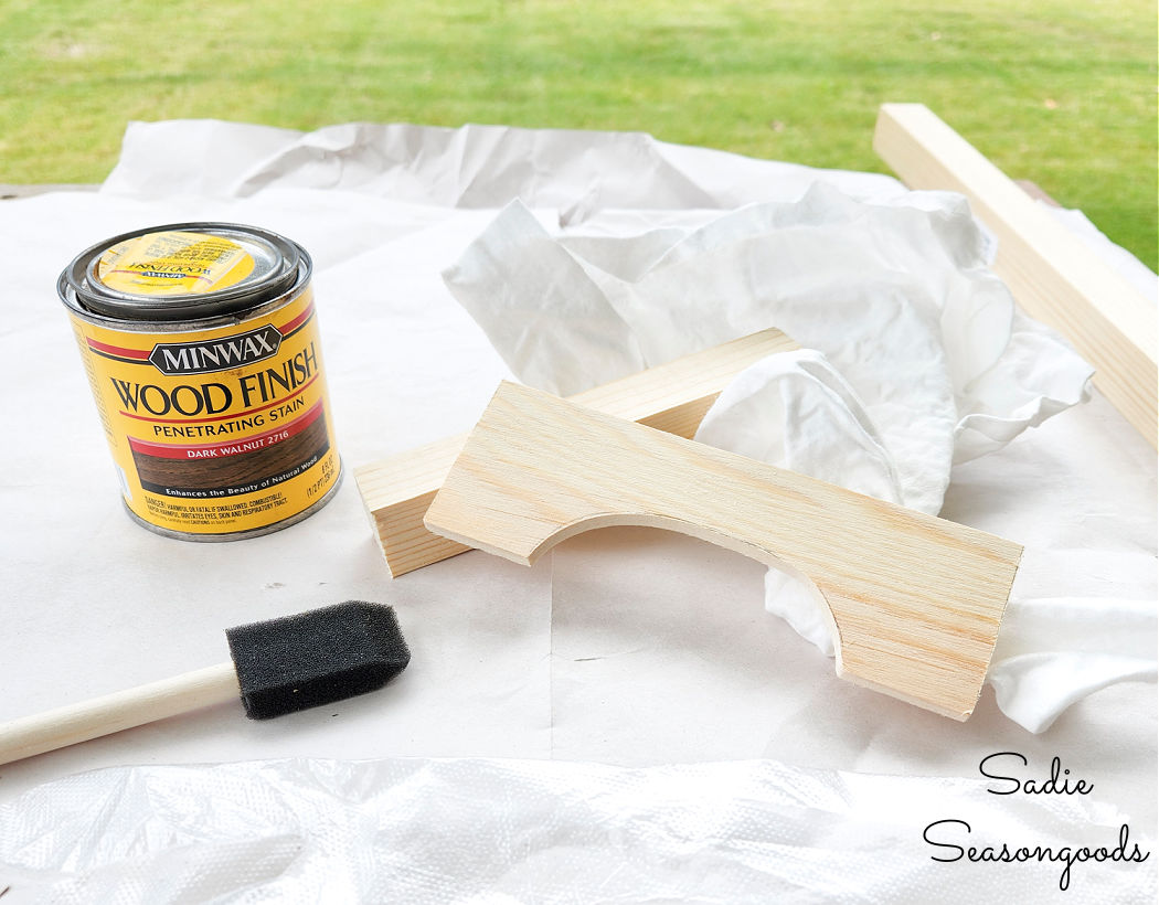 staining the wood for the liberty bell yoke