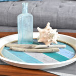 coffee table tray decor in coastal colors