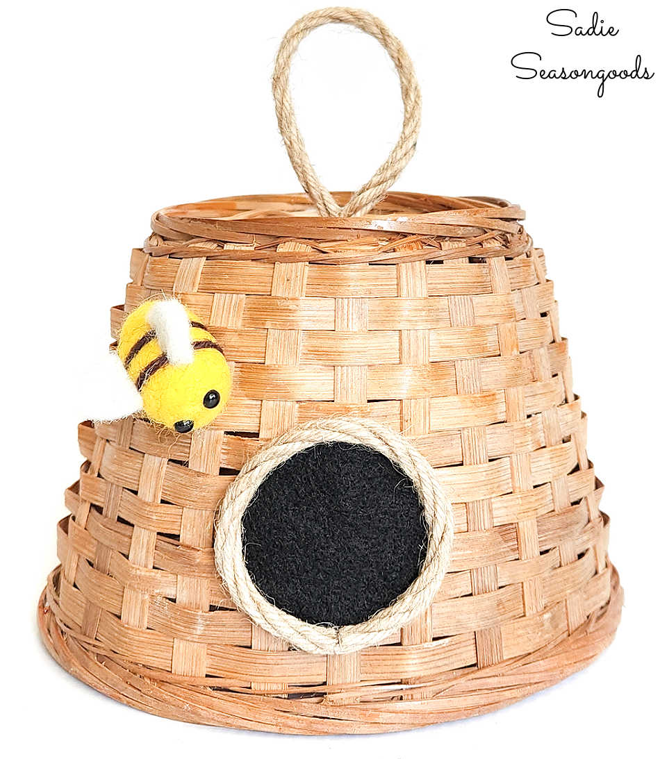 honey bee decor from a small basket