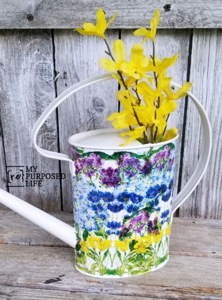 decoupage watering can by my repurposed life