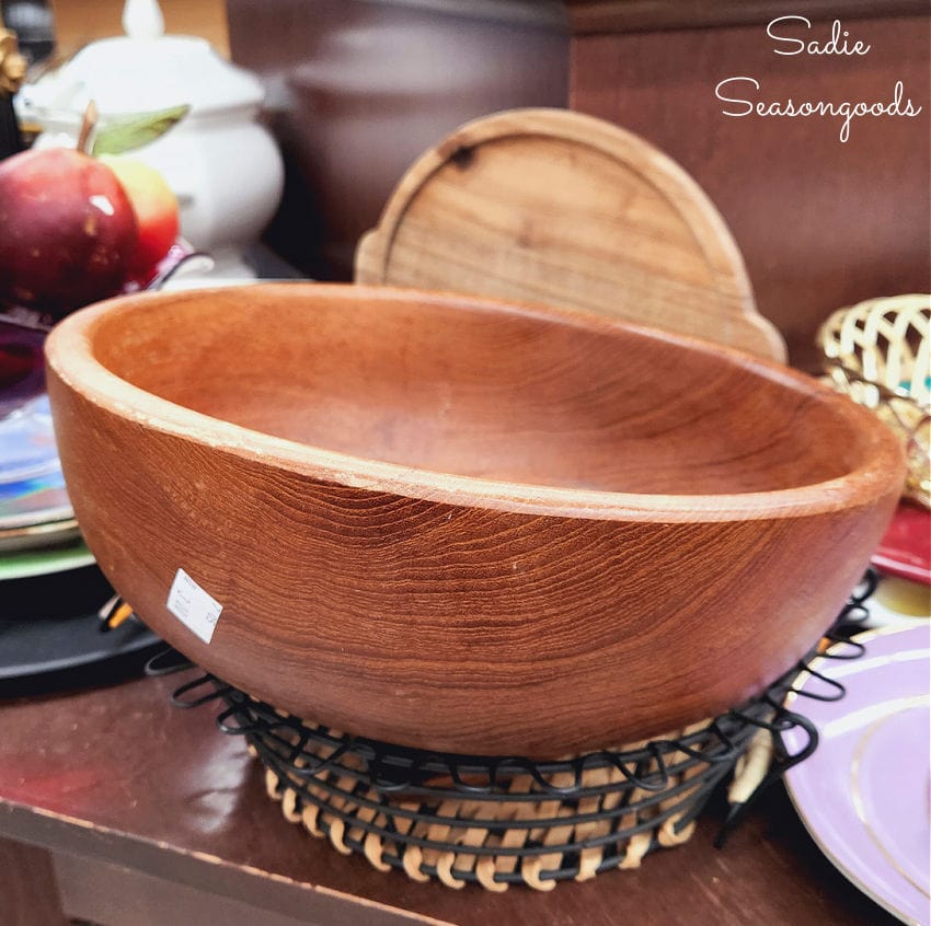 wooden bowl at thrift store