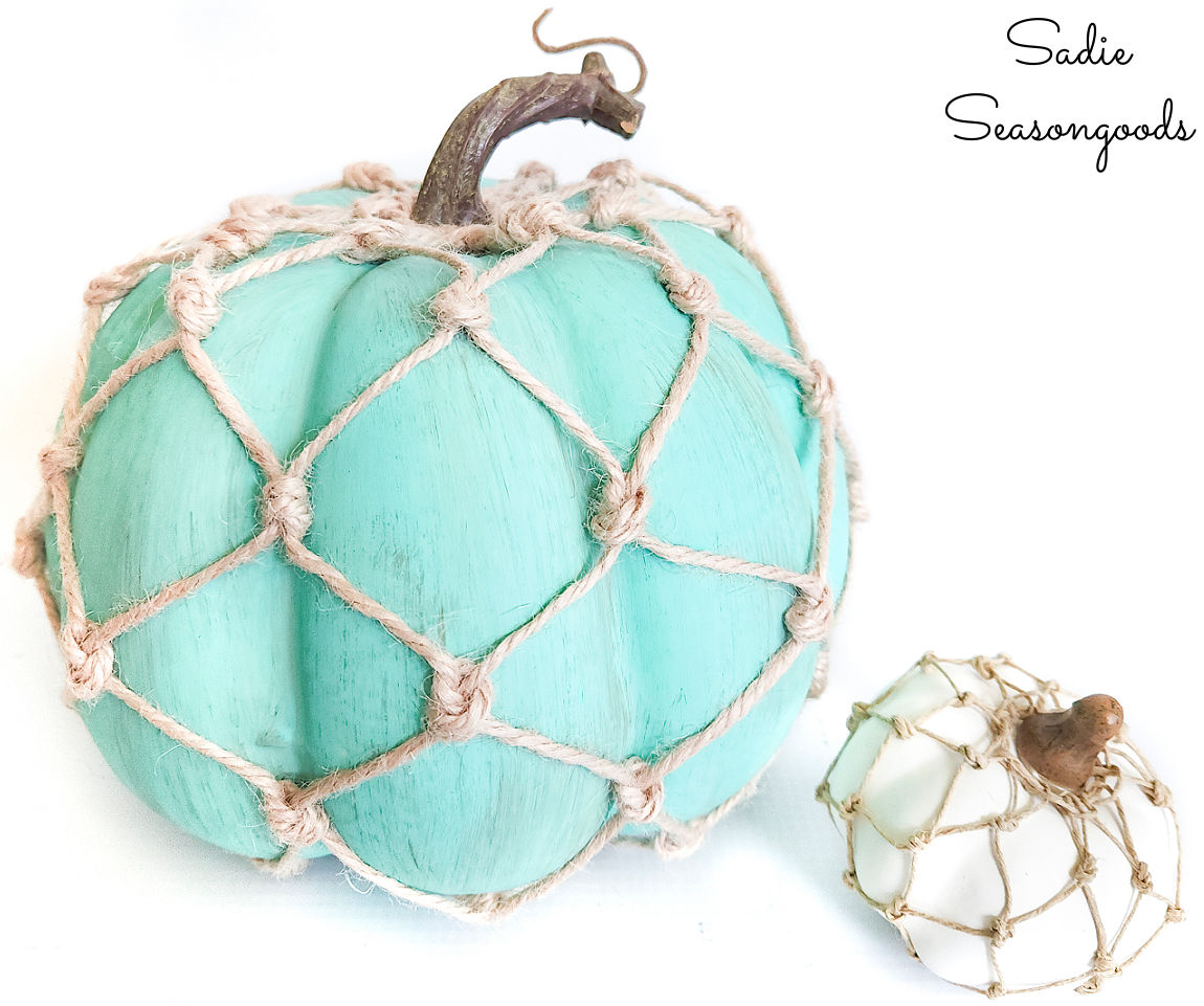 coastal pumpkins as blue fall decor