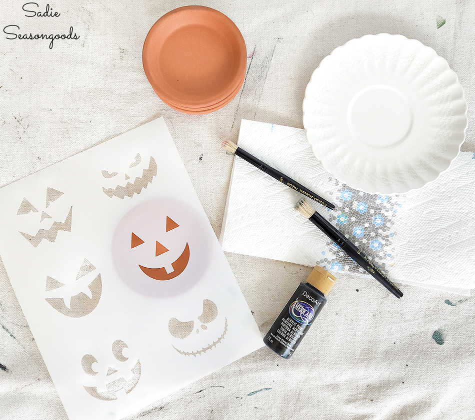 jack o lantern face stencils that are small enough to fit in plant saucers