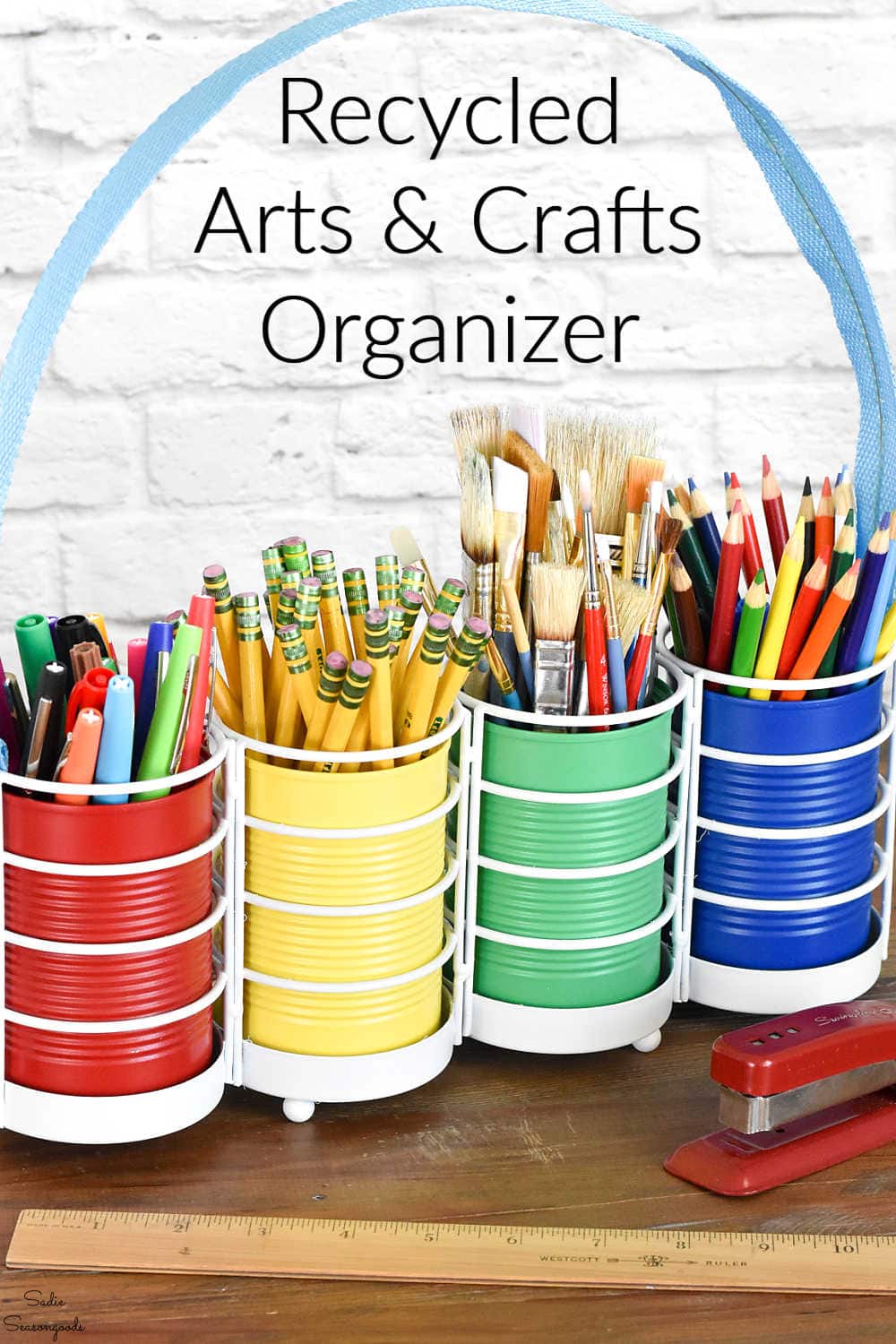 upcycled organizer for art supplies
