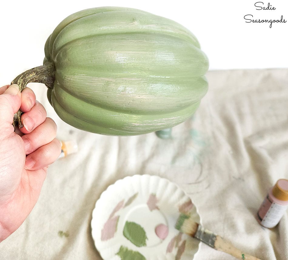 making a fake pumpkin look realistic with different paint colors