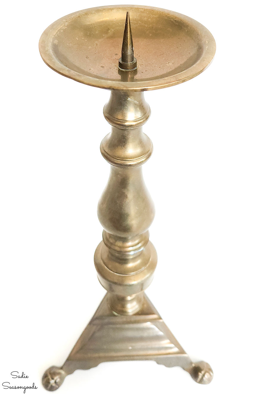 vintage brass candlestick for a pillar candle