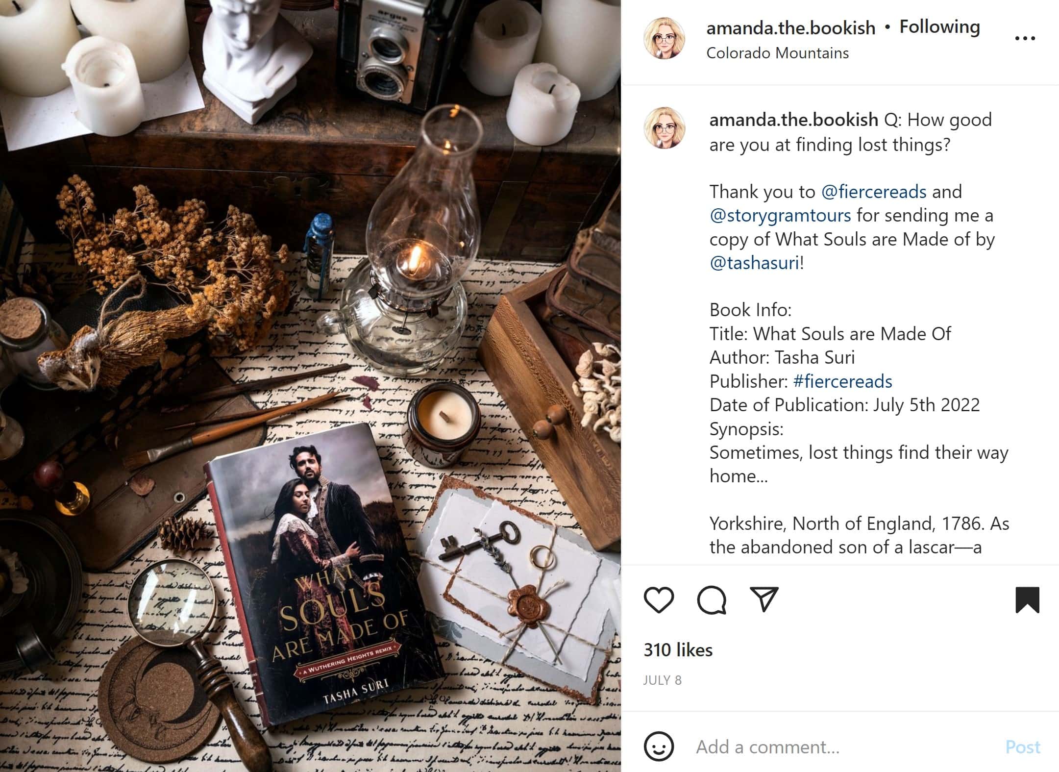 flat lay photo on instagram from amanda the bookish