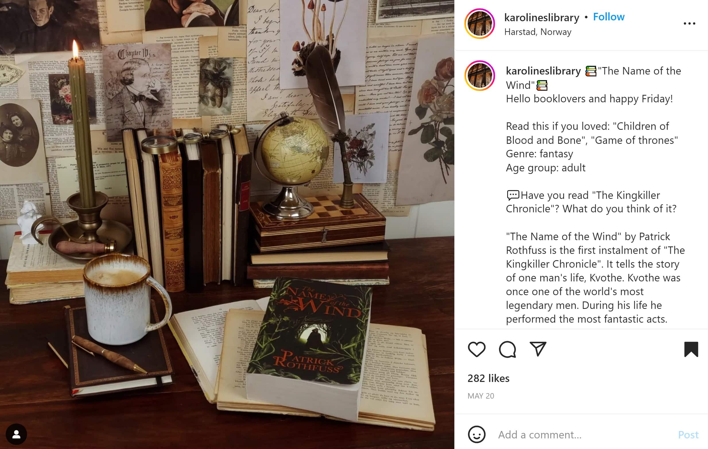 vignette of moody decor from karoline's library