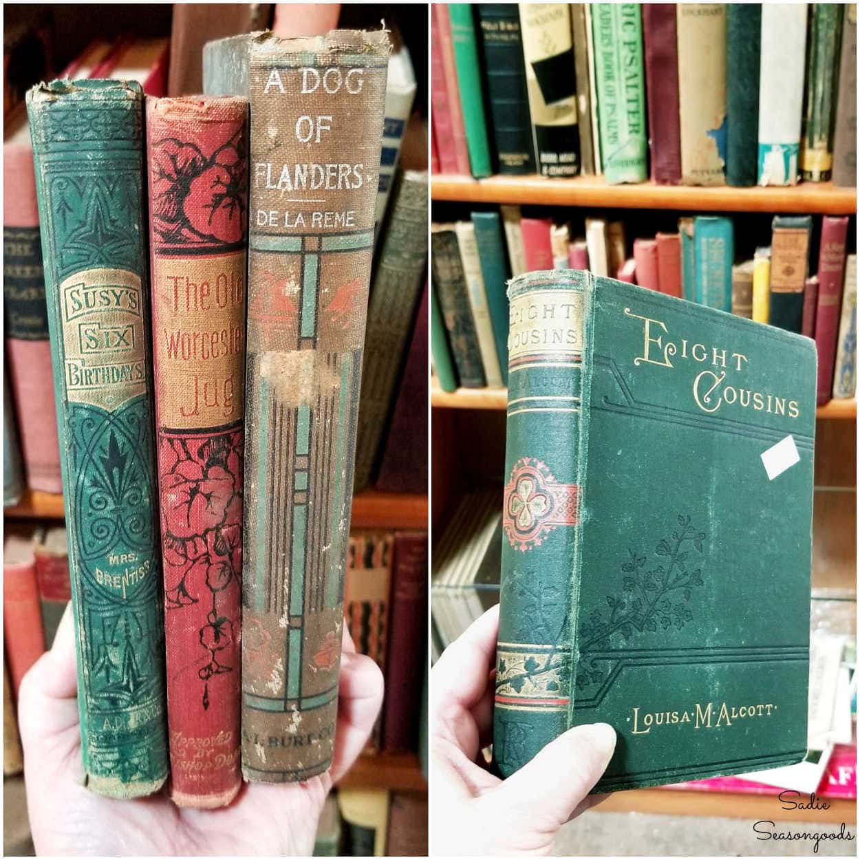 old books that were found at thrift stores