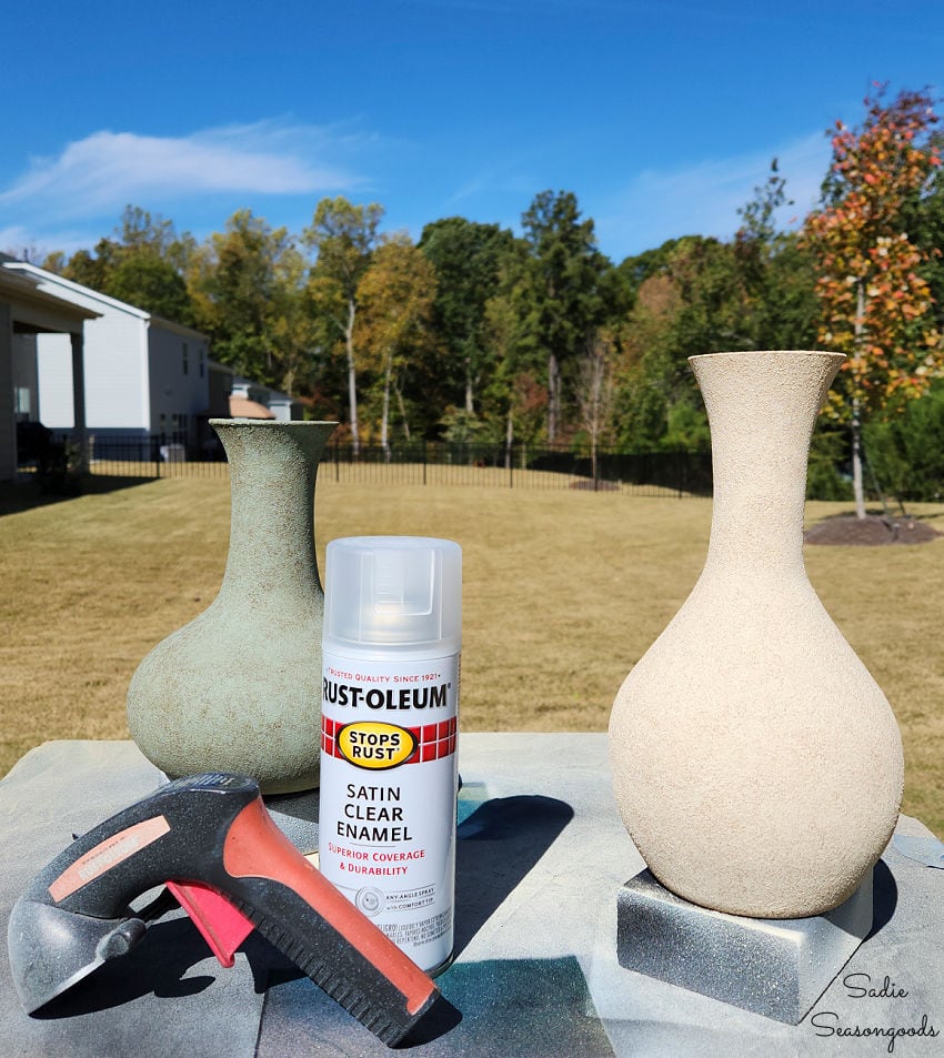 sealing a faux finish on a glass vase