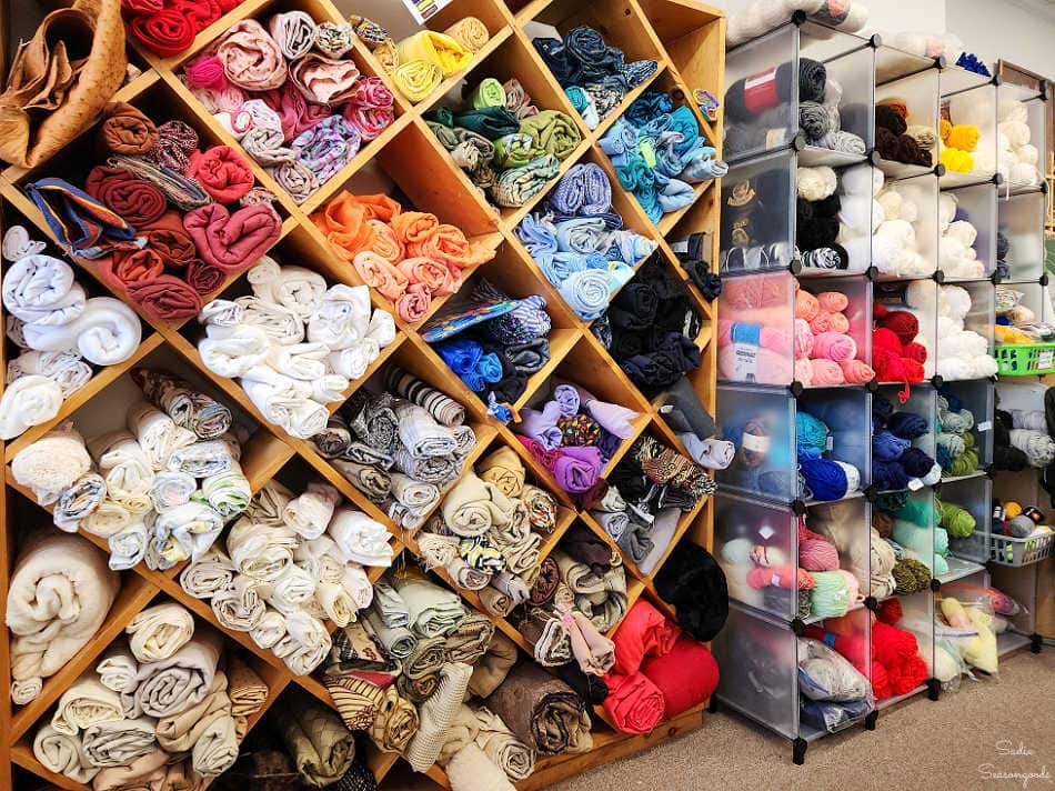 fabric and yarn at a creative reuse center