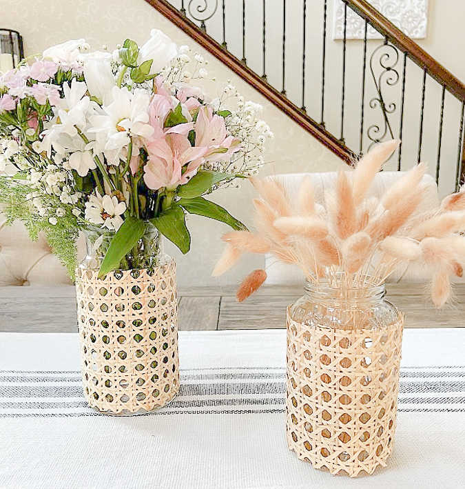 cane vases