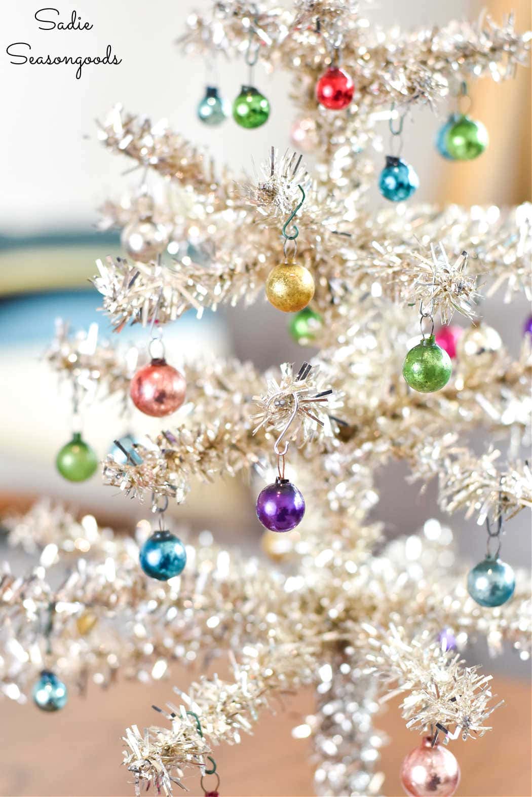 ornament hooks for mini ornaments on a tabletop tree