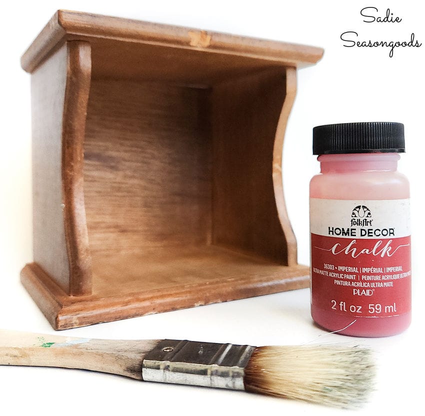 red chalk paint for a wooden coaster holder