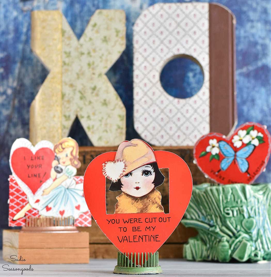 decorating for valentine's day with vintage valentines